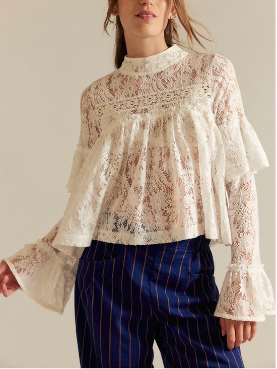 Free People Tops - Free People Lilabeth Lace Top in Clean Ivory (size Large)